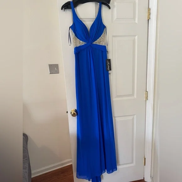 NEW W TAGS La Femme Electric Blue Prom Dress - Picture 3 of 5